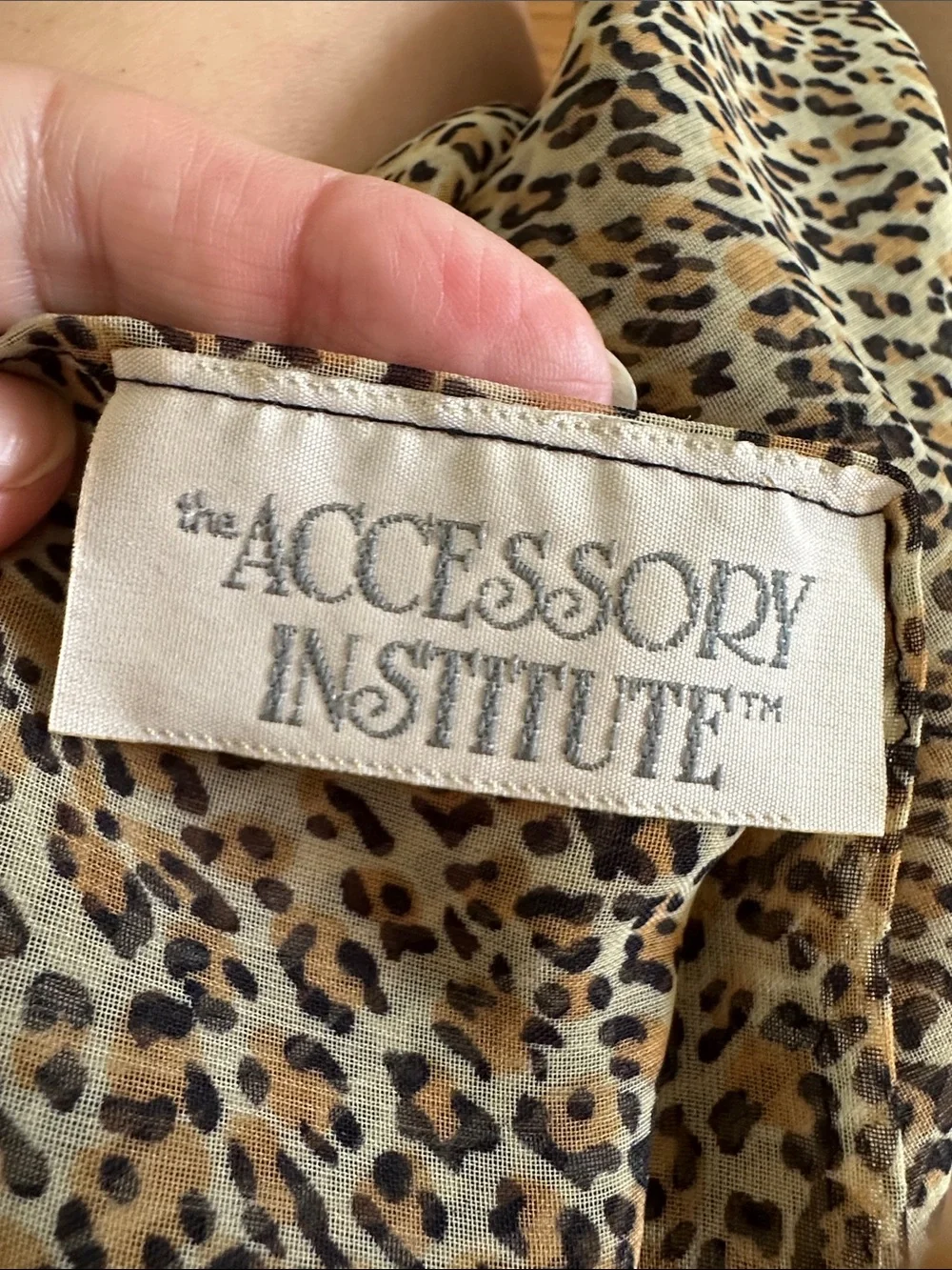 Vintage 80s Accessory Institute Leopard Print Button-Front Polyester Scarf